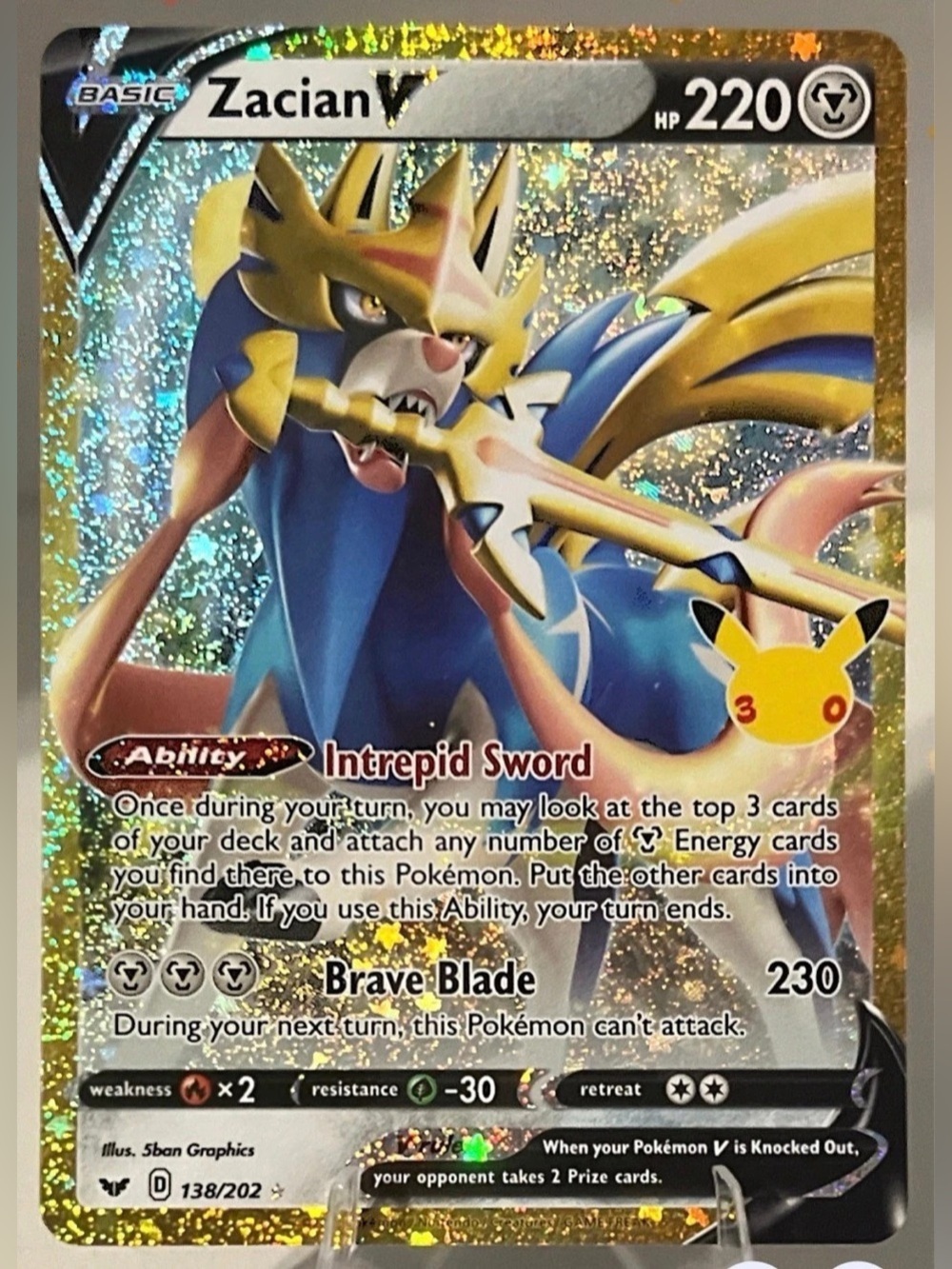 Pokémon TCG: 30th Celebration Classic Collection - ZACIAN V 138/202 NM